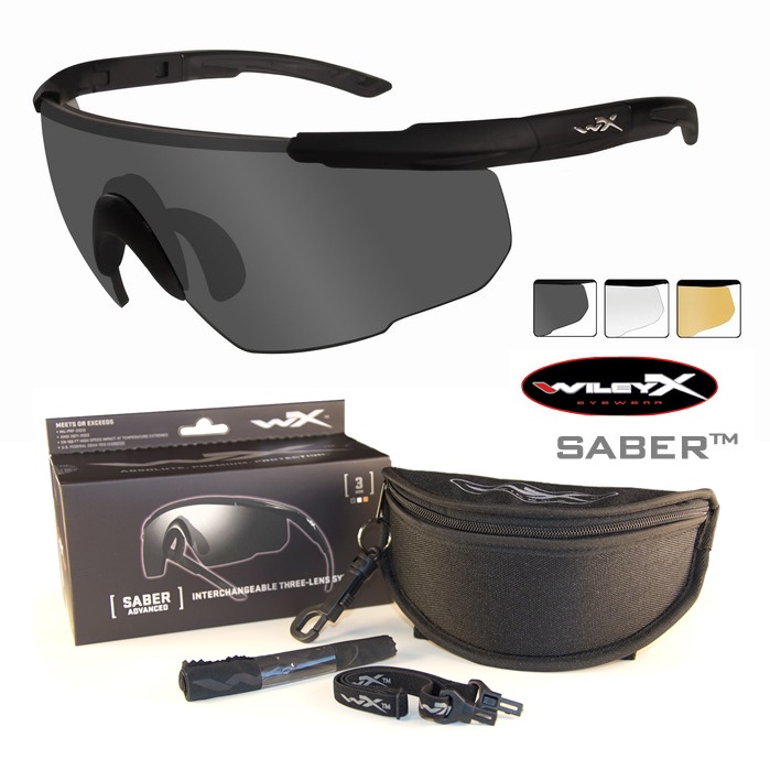 Wileyx SABER Advanced Balistic Black- kit 3 lenti+custodia semirigida (mod.308)