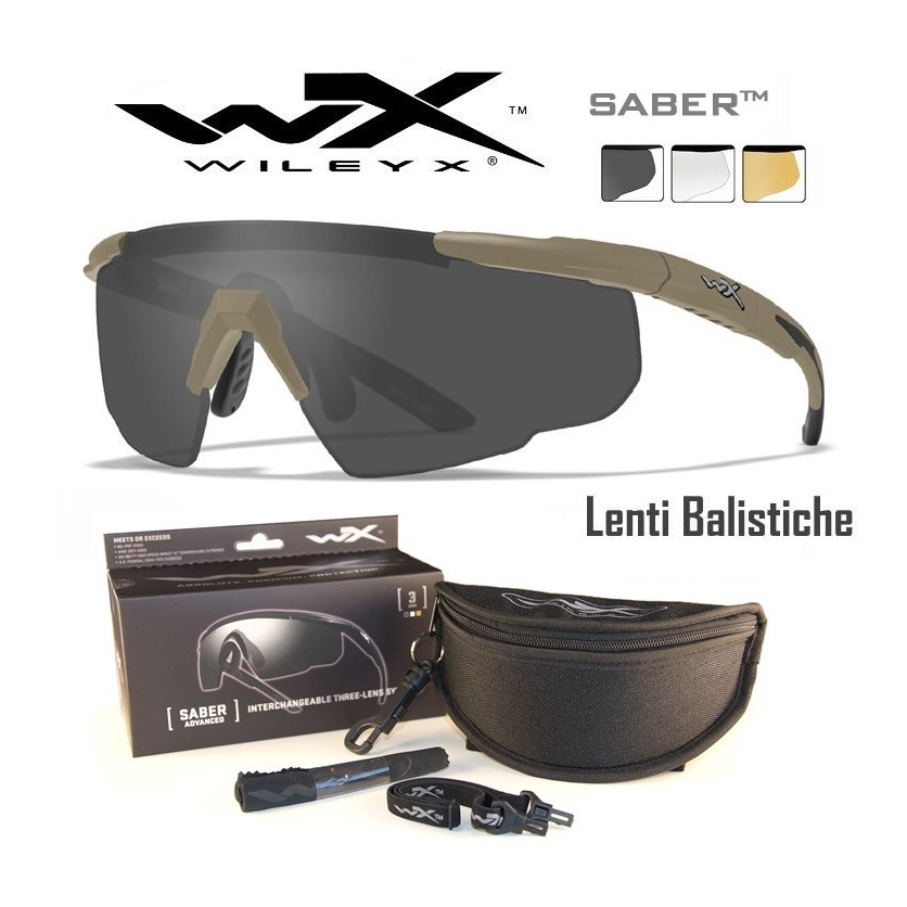 Wileyx SABER Advanced Balistic TAN- kit 3 lenti+custodia semirigida (mod.308T)