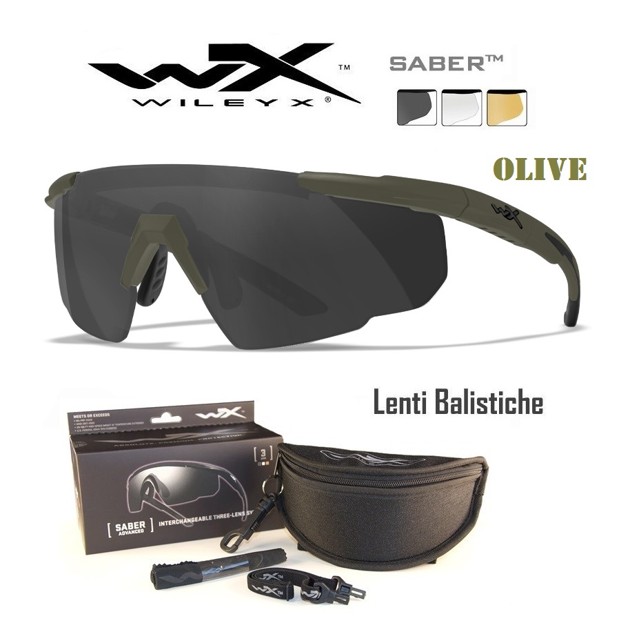 Wileyx SABER Advanced Balistic OD GREEN- kit 3 lenti+custodia semirigida (mod.308G)