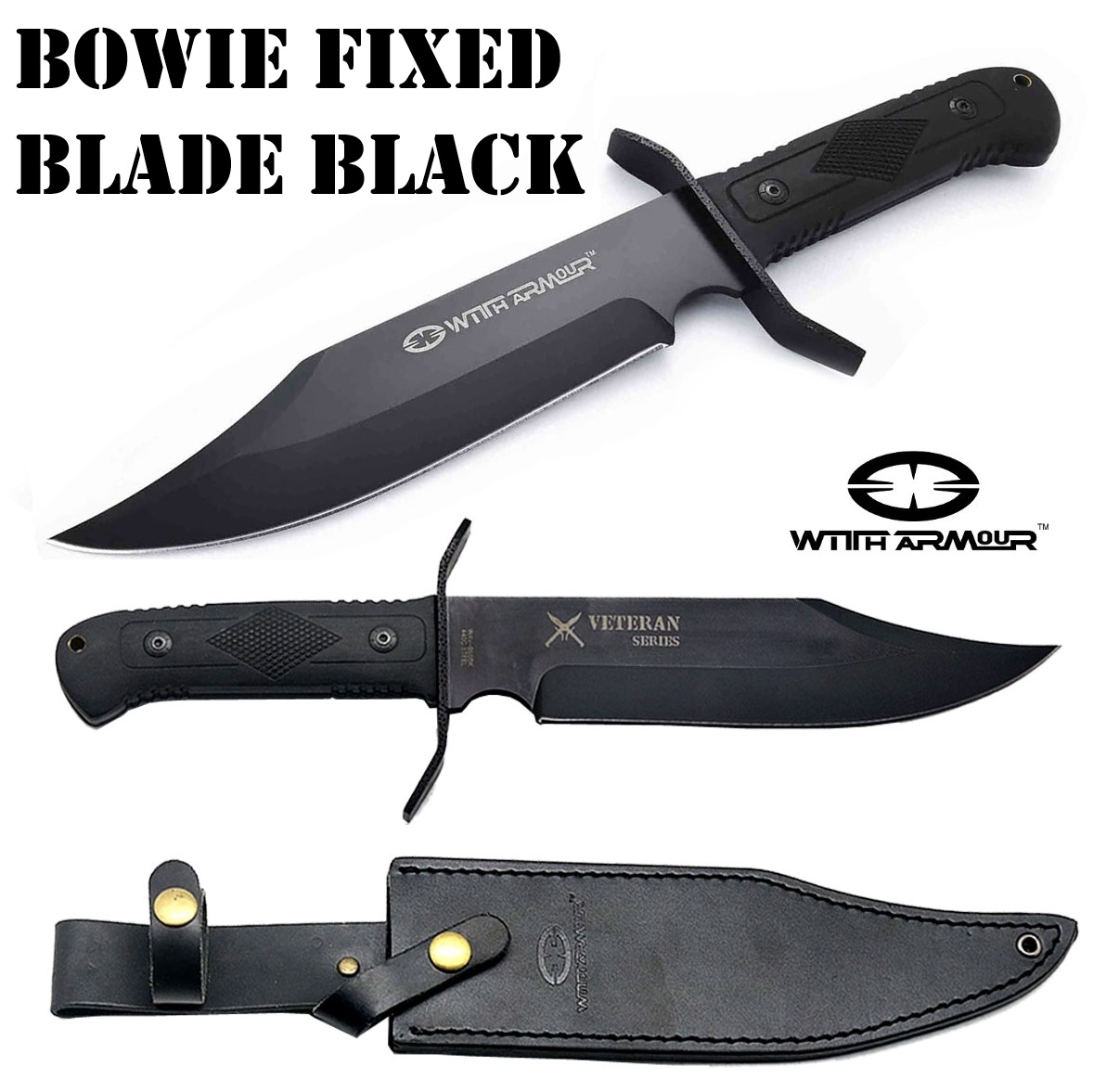 WithArmour BOWIE FIXED BLADE BLACK (WA-055BK)