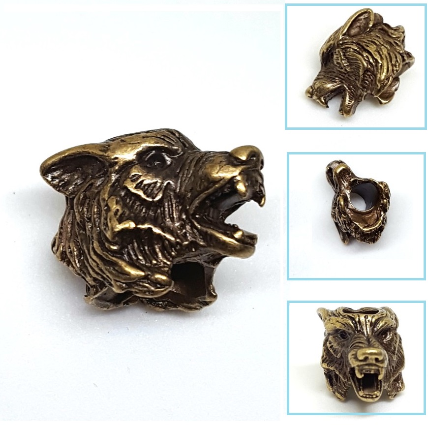 WOLF HEAD KNIFE METAL BEAD