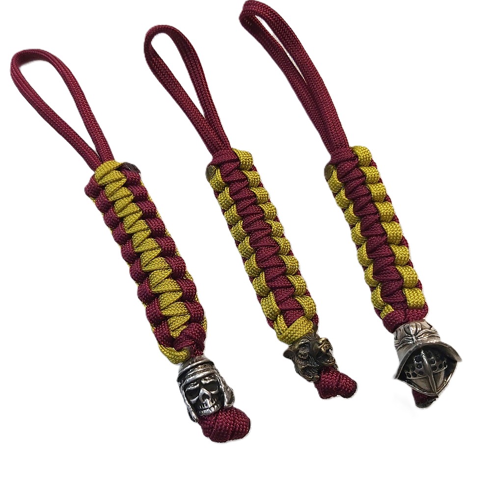 Zipper pull / knife lanyard / portachiavi in Paracord e bead in metallo