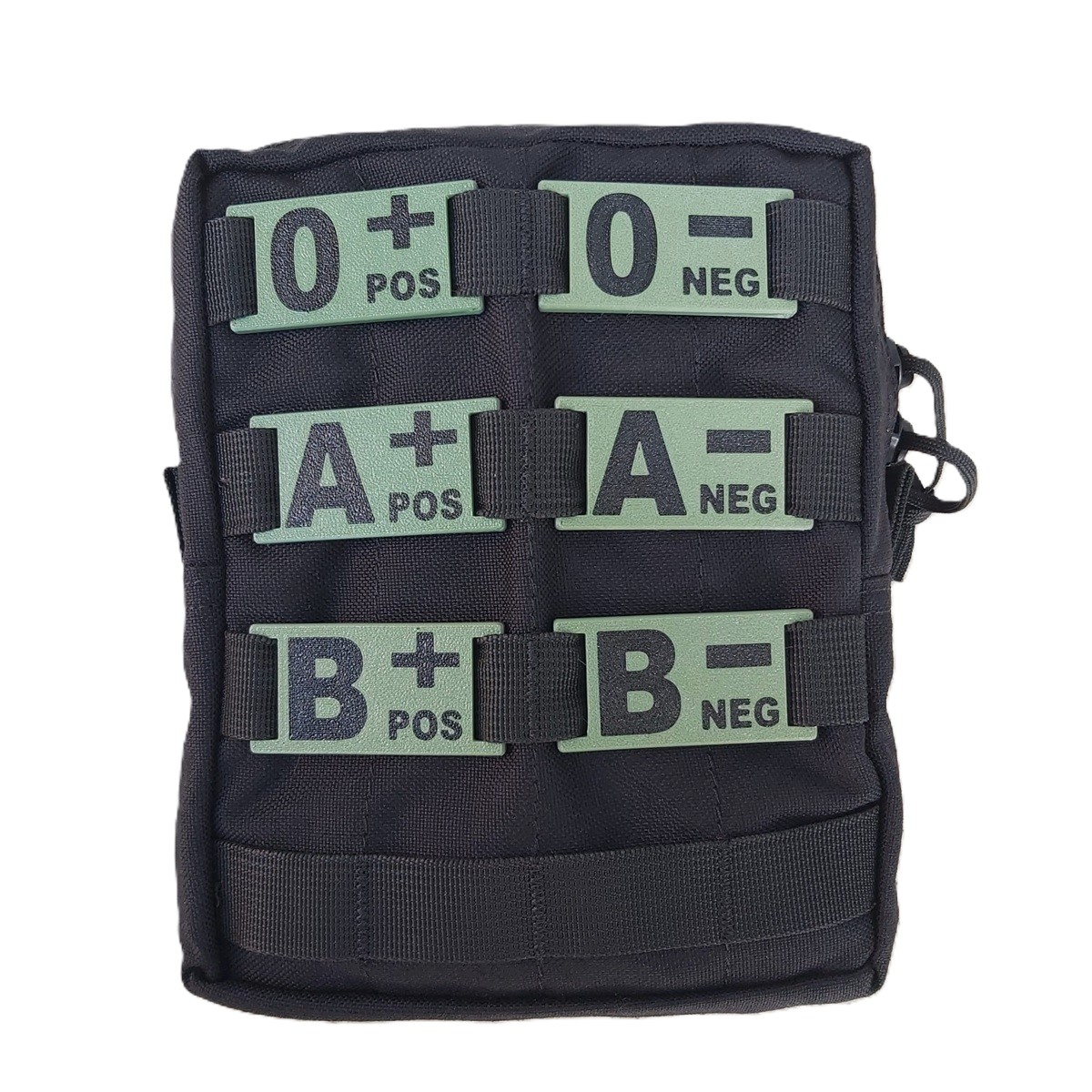 Gruppo Sanguigno Olive/Black- su piastrina di plastica MOLLE compatibile- 6 x 3 cm - Image 2