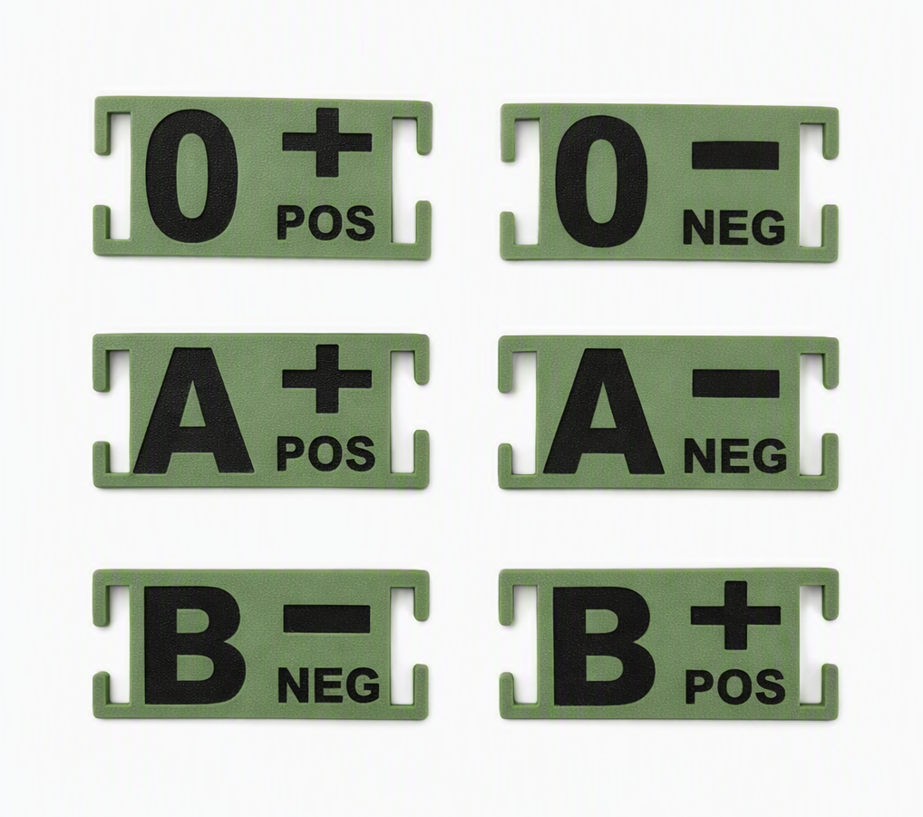 Gruppo Sanguigno Olive/Black- su piastrina di plastica MOLLE compatibile- 6 x 3 cm - Image 3