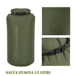 Highlander Dry Sack 13L Olive · Sacca Stagna · 5000 mm HH · XTP LITE