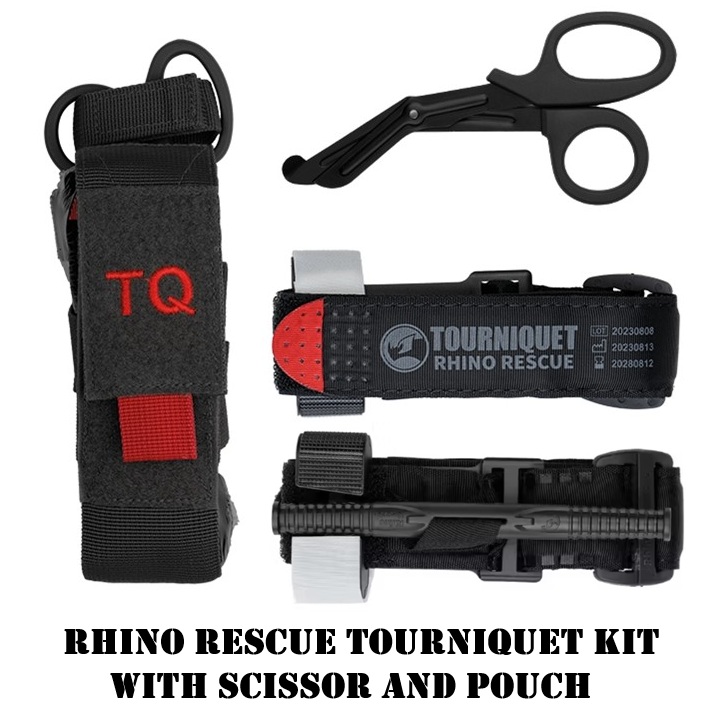 Mil‑Tec Rhino Rescue Tourniquet Kit Black· Pouch MOLLE · Forbici Incluse · High‑Performance · 700D (16027402)