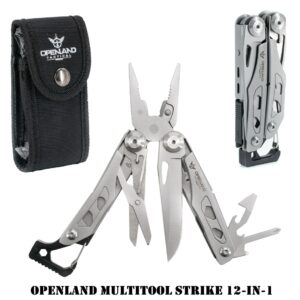 Openland Multitool Strike 12‑in‑1 · Multifunzione Tattico · Martello & Moschettone