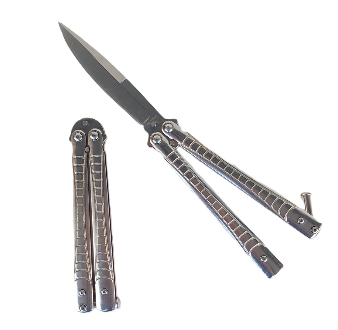 Albainox Balisong Gray Steel Satin · 3Cr13MoV · Butterfly Knife 02211