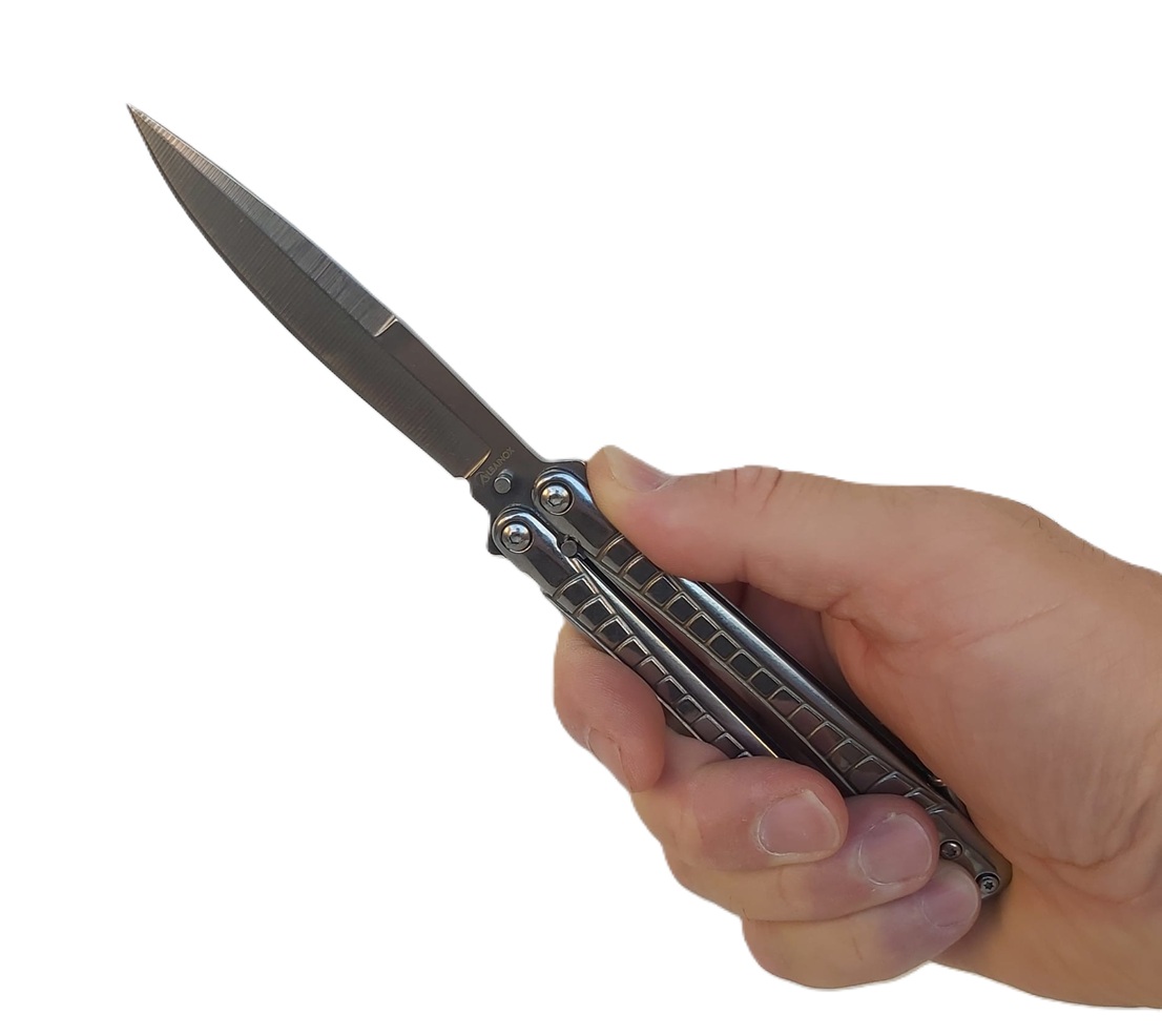 Albainox Balisong Gray Steel Satin · 3Cr13MoV · Butterfly Knife 02211 - immagine 2