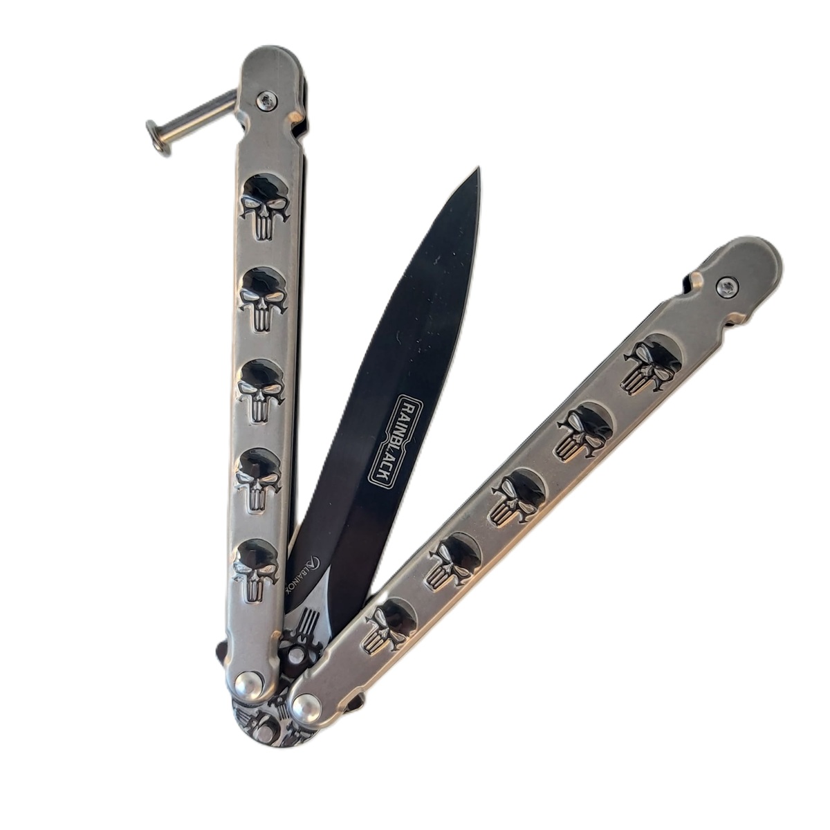 Albainox Balisong Punisher Skull RainBlack · 3Cr13MoV · Butterfly Knife 02278 - immagine 2