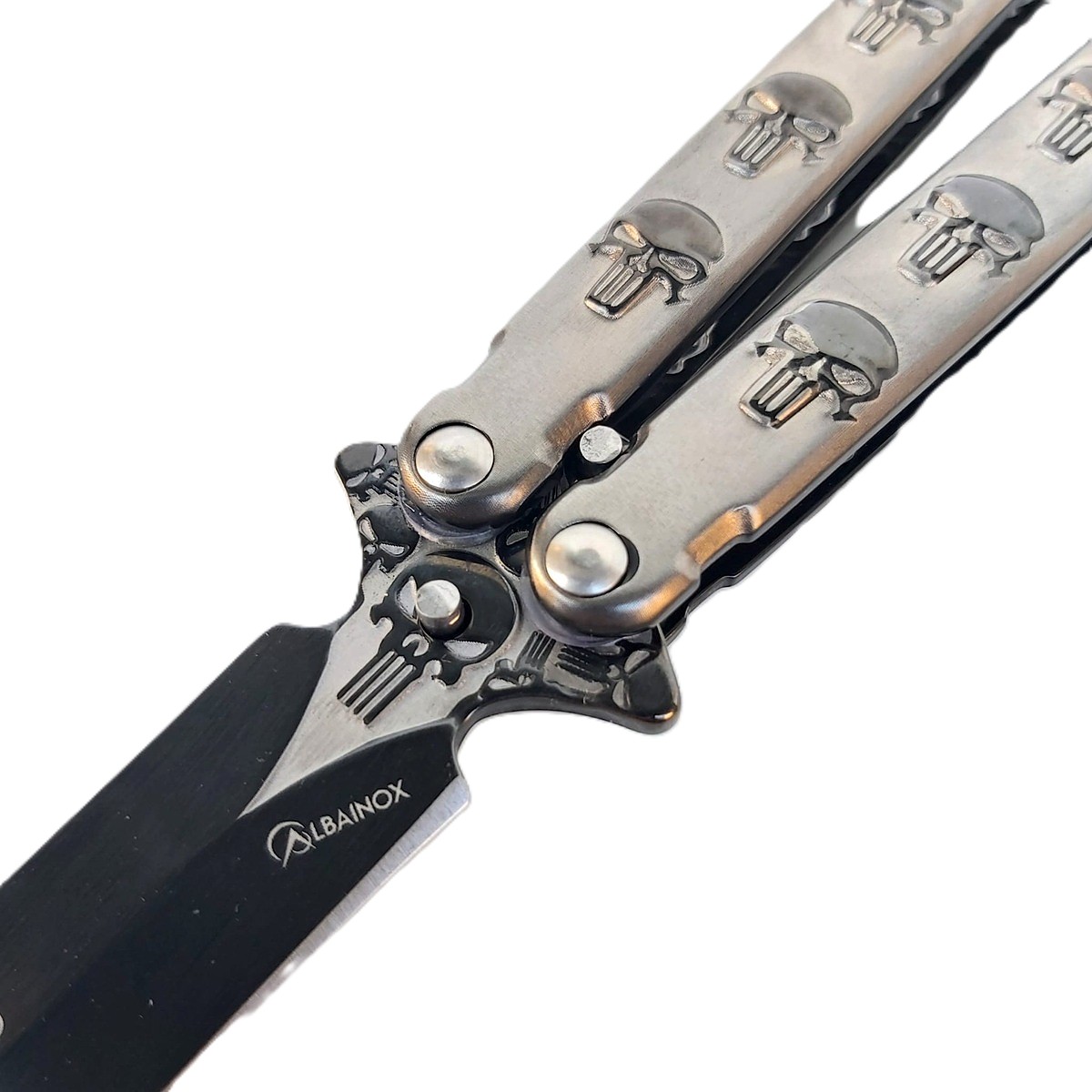 Albainox Balisong Punisher Skull RainBlack · 3Cr13MoV · Butterfly Knife 02278 - immagine 3