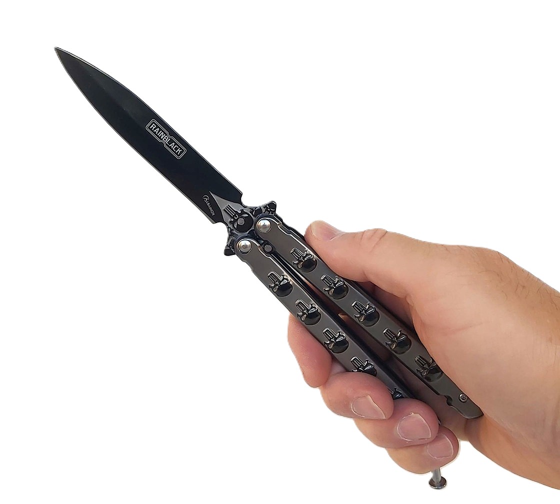 Albainox Balisong Punisher Skull RainBlack · 3Cr13MoV · Butterfly Knife 02278 - immagine 4