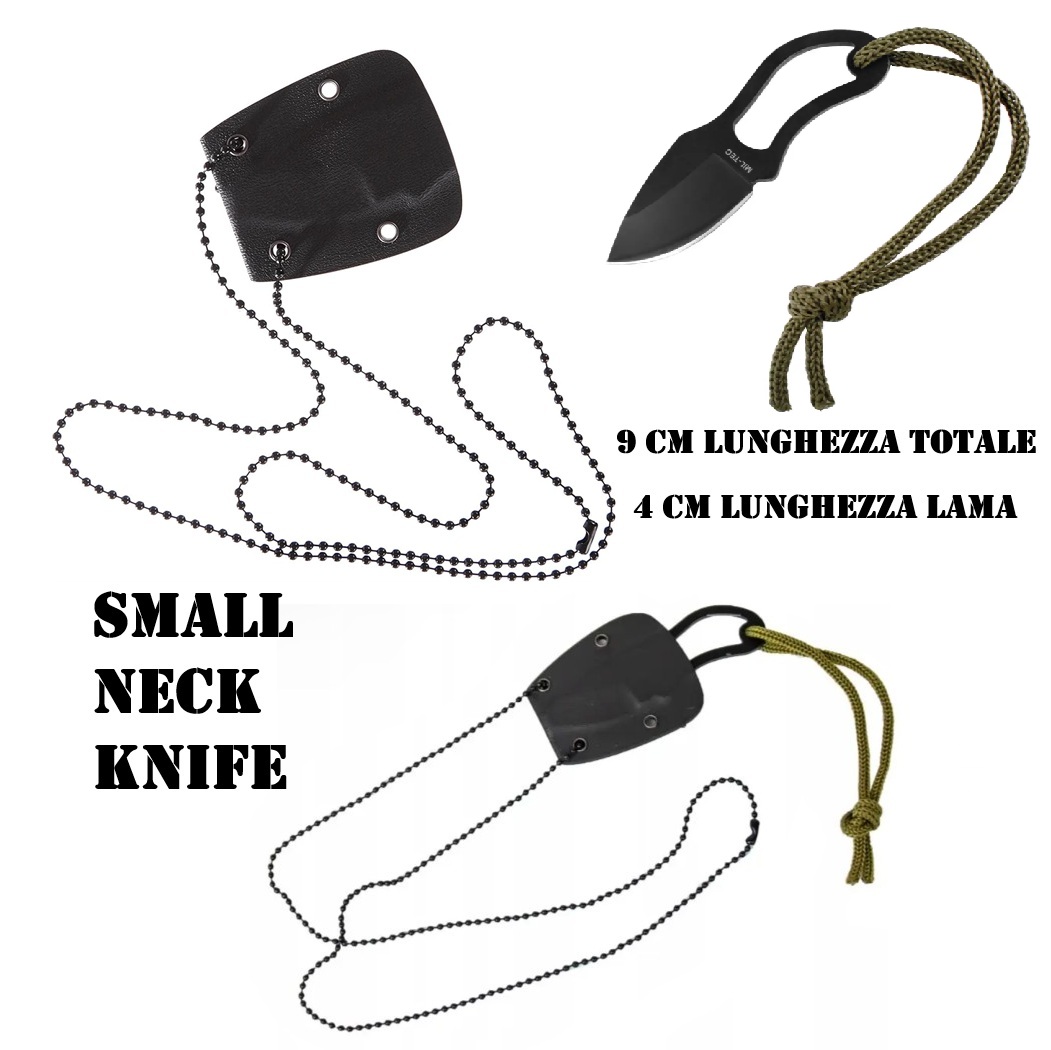 Mil‑Tec Neck Knife · Coltello da Collo in Acciaio Inox · Fodero Kydex + Cordino · 15398100