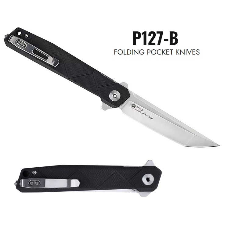 RUIKE P127‑B Black · Coltello Pieghevole 14C28N · G10/Carbon · Ball Bearings · Thumb Up