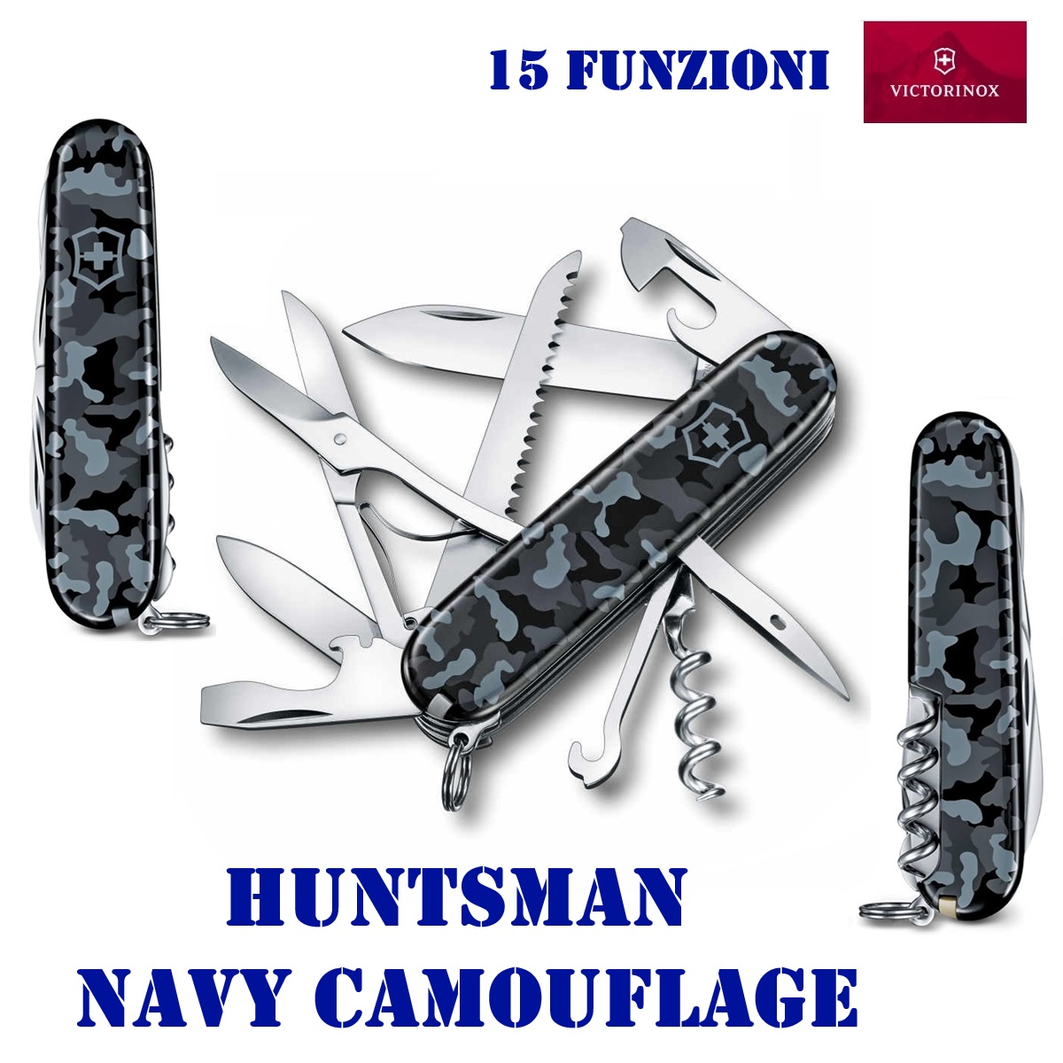 Victorinox Huntsman Navy Camouflage · 15 Funzioni · 91 mm · Multiuso Svizzero (1.3713.942)