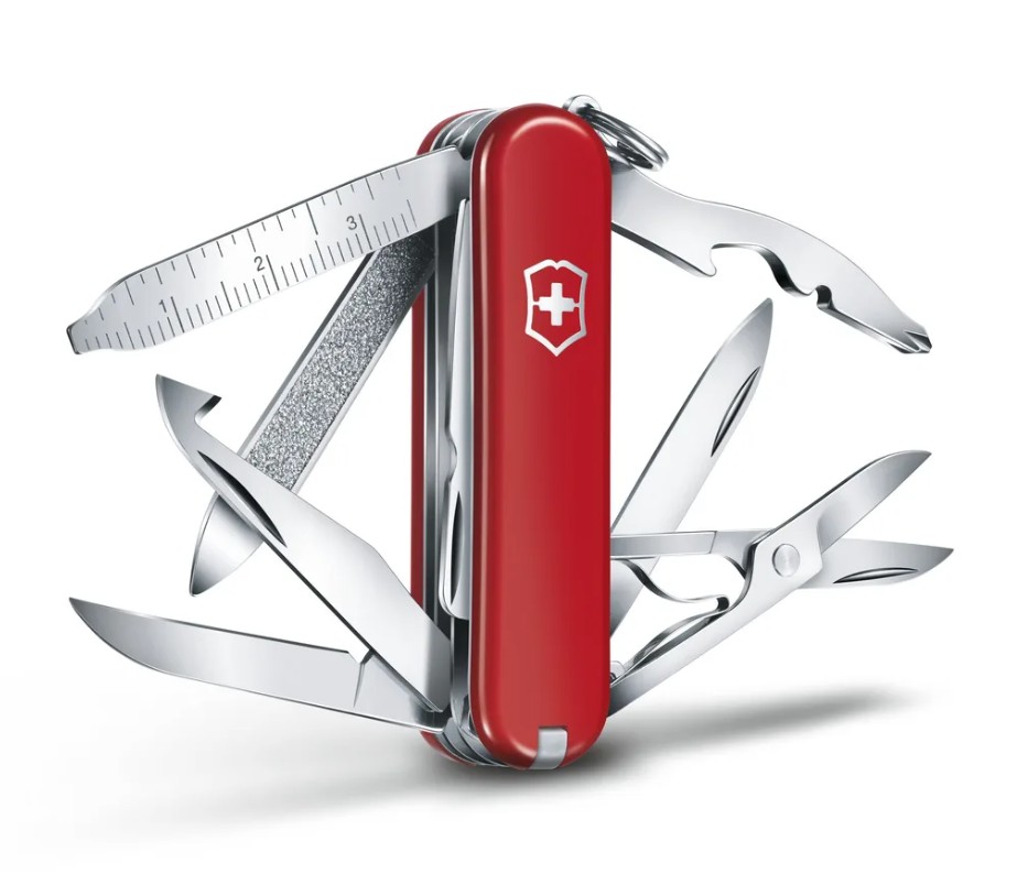 Victorinox Mini Champ Red 0.6385 multiuso 18 funzioni laterale aperto
