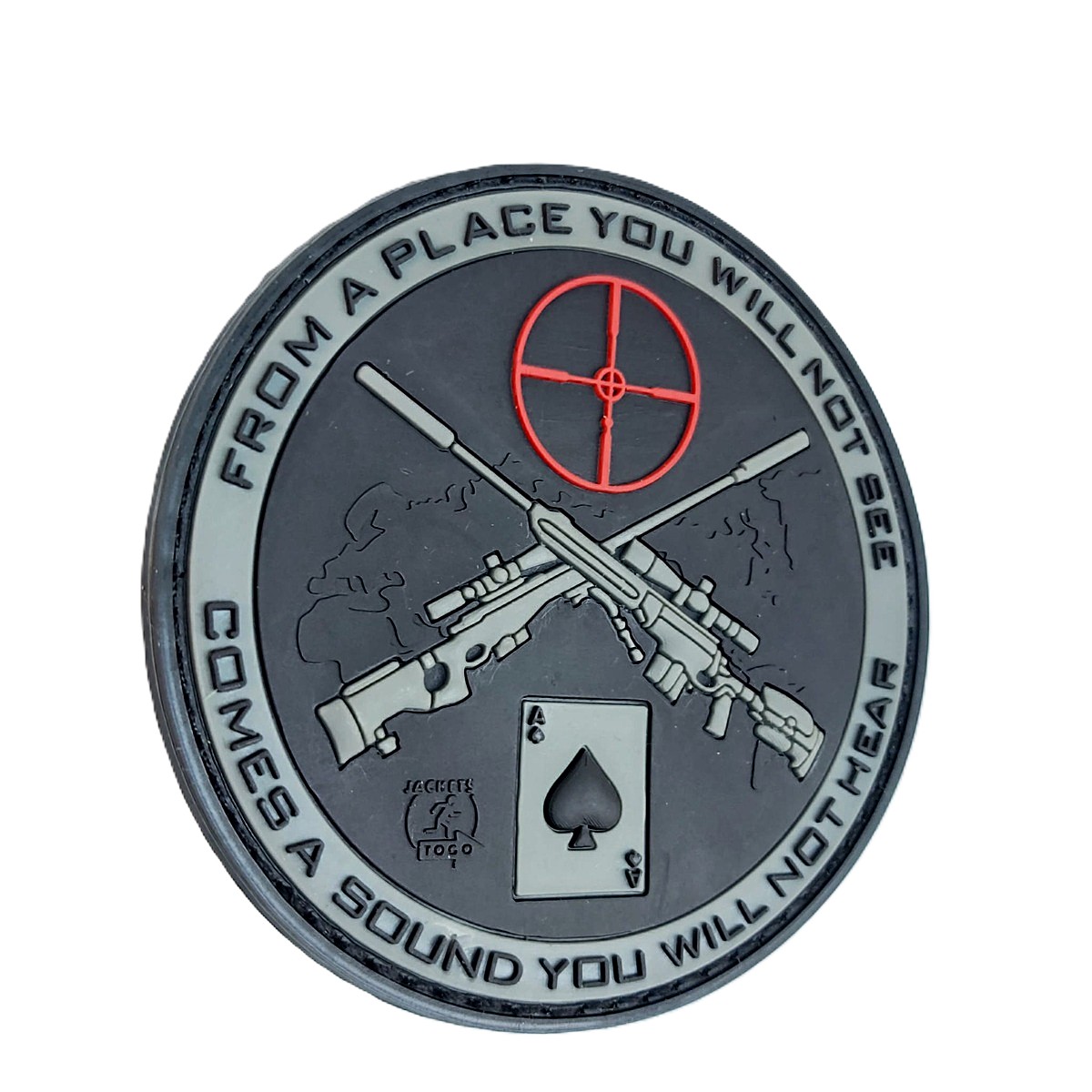 JTG Sniper Patch PVC 3D – Ranger Green on Black · Patch tattica rotonda · 7,5 cm · Velcro® - immagine 3