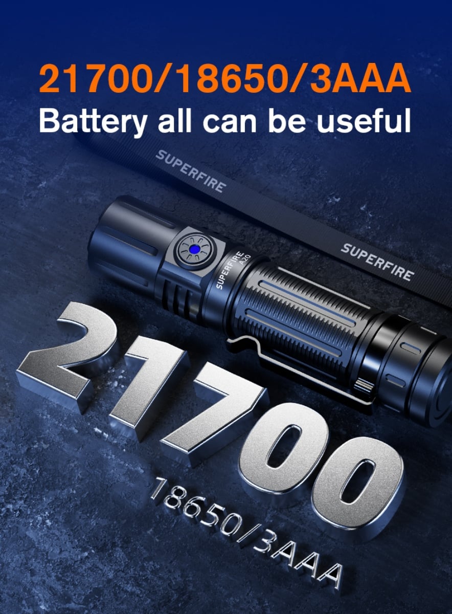 SUPERFIRE A20 Tactical Flashlight – 1700 Lumens - immagine 13
