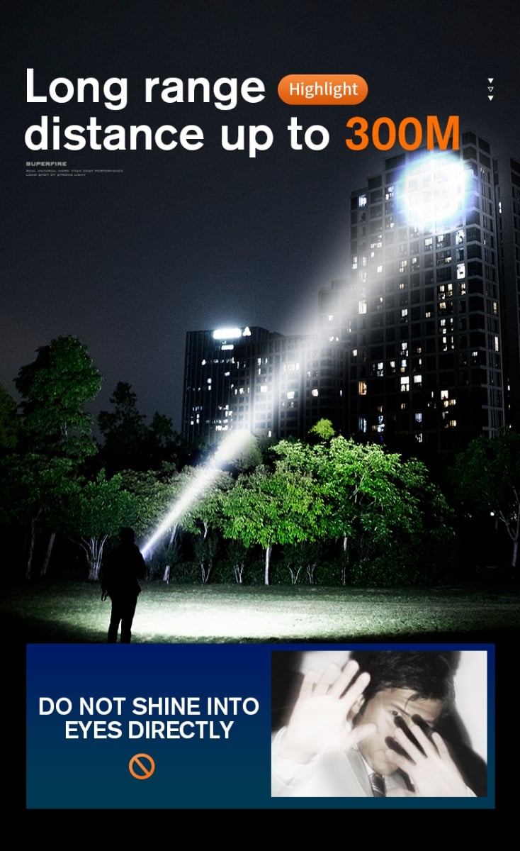 SUPERFIRE A20 Tactical Flashlight – 1700 Lumens - immagine 8