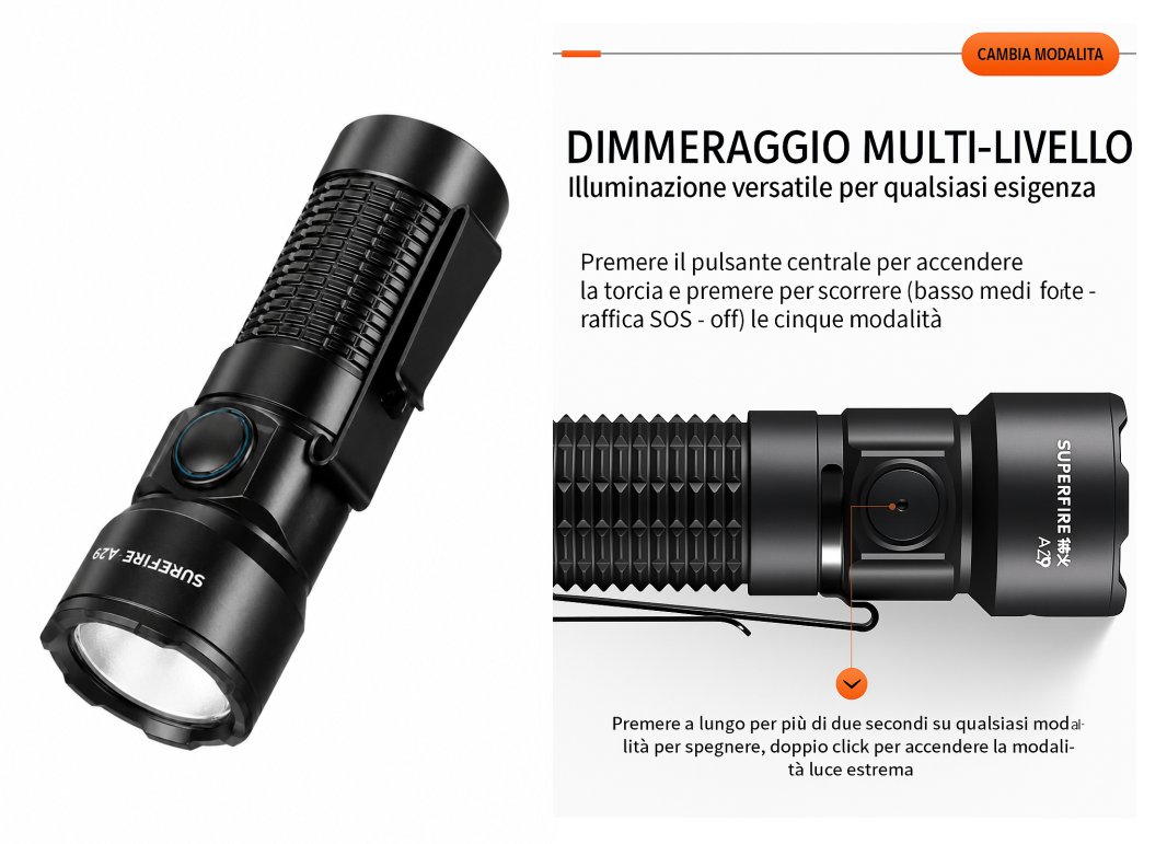 SUPERFIRE A29 – EDC Portable Flashlight · 1450 Lumens - immagine 3