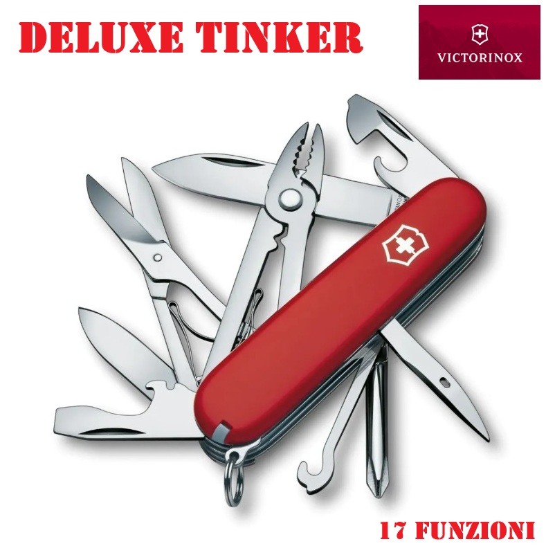 Victorinox Deluxe Tinker Red · 17 Funzioni · Pinze · 91 mm · 1.4723